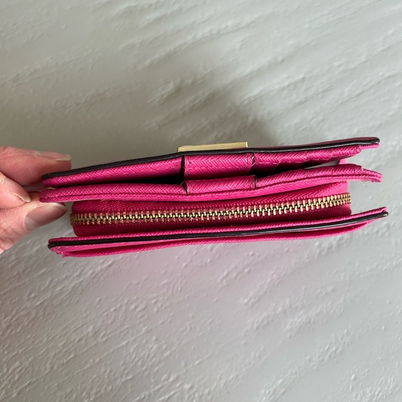 Kate Spade Laurel Way Cara Bifold Crossgrain Leather Wallet Pink - Picture 11 of 15
